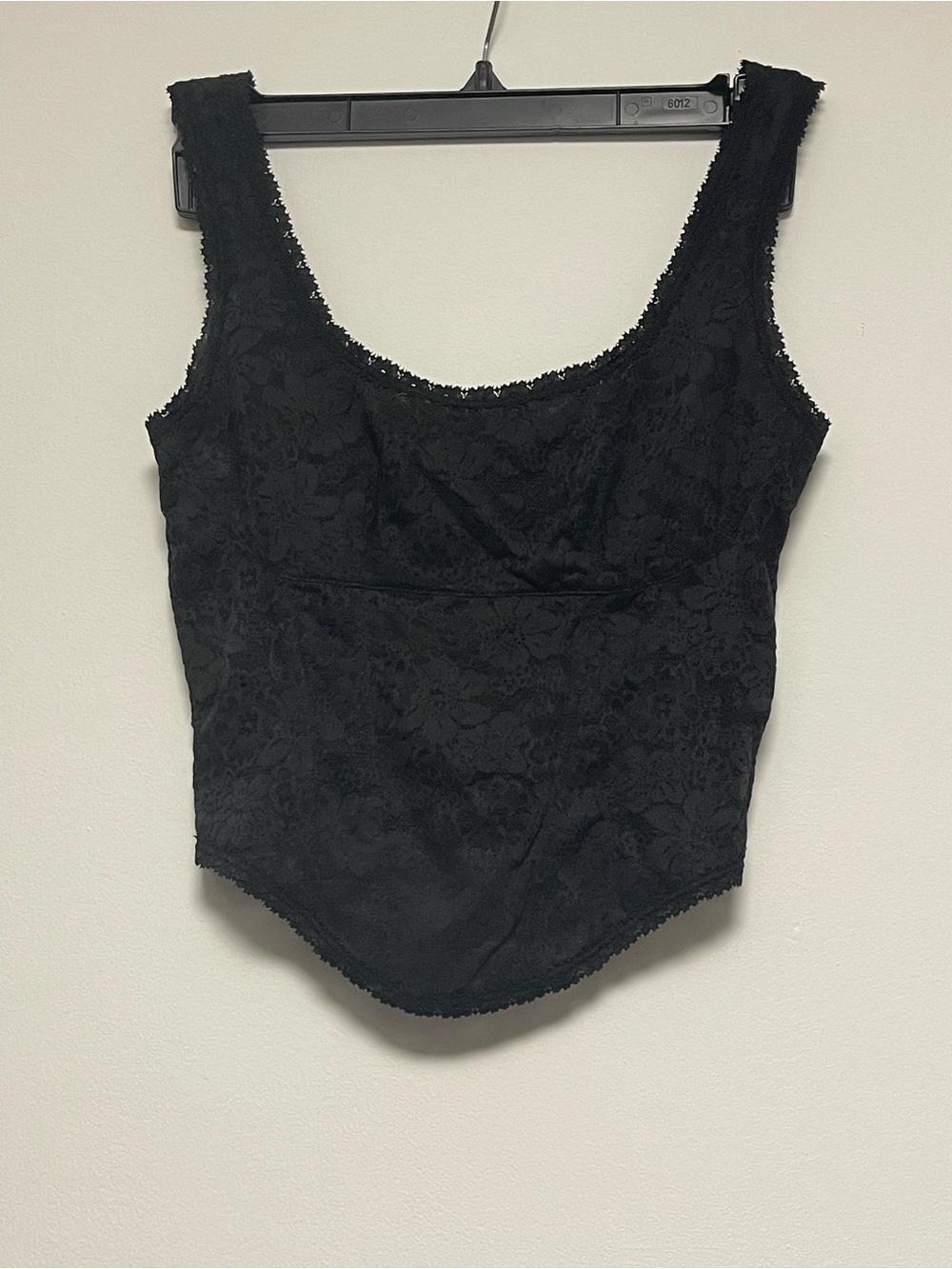 PINK Victoria's Secret Black Floral Lace Scoop Bodysuit Top